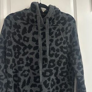 LOFT Charcoal Gray Knit Hooded Sweater